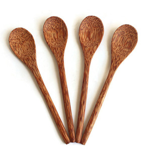 Cuillères à thé vintage artisanales en bois de noix de coco cuillère à café ensemble avec différentes tailles du Vietnam - Product Image 1
