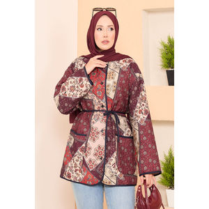Blouson matelassé bohème d'automne avec détails de poches, réversible, doublure en lin, coque en cuir satiné, logo personnalisé, style universitaire court - Product Image 2
