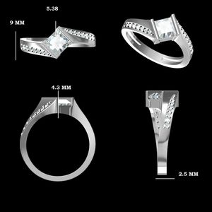 Anillo solitario de diamantes hecho en oro blanco de 14K - Product Image 1