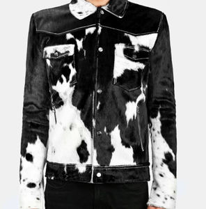 Chaqueta de Cuero con Pelo de Vaca para Hombre, Diseño de Cuello Alto, Mangas Completas, Transpirable, Impermeable, Ecológica, Satén - Product Image 1