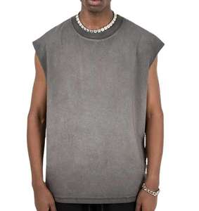 Venta directa de fábrica Lavado ácido Tallas grandes Camiseta sin mangas de verano para hombres Ropa de fitness hecha en Pakistán Método de tejido de punto - Product Image 1