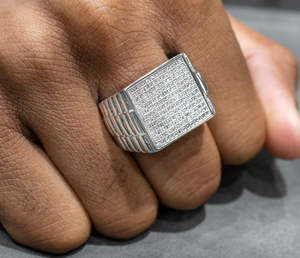 Bague de luxe personnalisée pour homme, style hip-hop, avec gros diamants glacés, en argent massif 925, diamants Moissanite VVS1 véritables, plaqué rhodium - Product Image 4