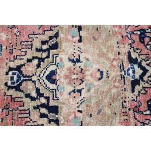 Alfombra Vintage, Alfombra Turca de 3.6x9.7 pies, Alfombra Azul con Puntos Rojos - Product Image 5