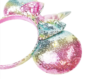 Orejas de Mickey y Minnie Mouse de Disney con diadema y lazo, accesorio para el cabello, licencia oficial H.E.R. Accesorios de Lentejuelas con Diseño de Unicornio - Product Image 5