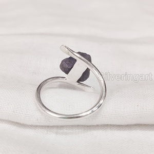 Joyería de piedra en bruto de exportación, anillo de mujer, tanzanita Natural, piedra preciosa cruda, piedra natal de diciembre, banda cruzada, anillo de Plata de Ley 925 - Product Image 5