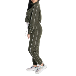 Conjunto Deportivo Cortavientos para Mujer 2025, Chaqueta Corta Reflectante Verde Personalizada y Pantalones Cortavientos Ajustables - Product Image 5
