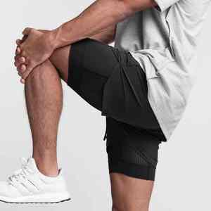Shorts de sport pour hommes en polyester de compression personnalisés en gros, pour la salle de sport, la course à pied, le fitness - Product Image 5
