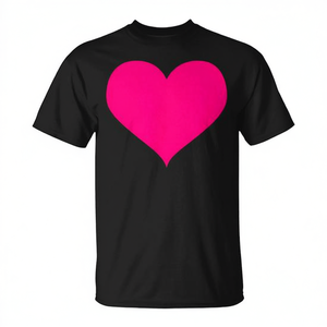 T-Shirt Minimalista con Cuore Rosa Semplice e Carino su Sfondo Nero - Prodotto Promozionale - Product Image 2