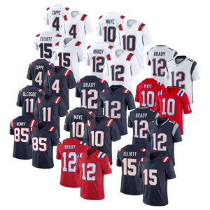 Camisetas de Fútbol Americano Cosidas al por Mayor de los New England Patriots: 10 Drake Maye, 12 Tom Brady, 15 Ezekiel Elliott, 4 Bailey Zappe - Product Image 1