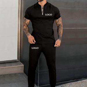 Chándal con logotipo personalizado para hombre, conjunto de 2 piezas, camisas y pantalones, venta al por mayor - Product Image 3