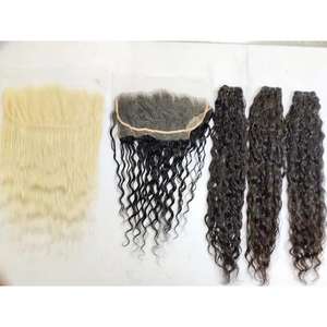 Bouclés 13x6 Double Trame pour Dentelle Frontale Perruque Non Transformés Cuticule Aligné Indien Machine Extensions de Cheveux Humains Couleur Naturelle - Product Image 1