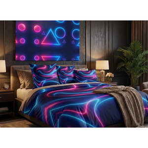 Legacy Luxe Neon Current Comforter Soft Printed Luxury <b>Bedding</b> for Home Hotels Babies-Available in <b>Queen</b> King Double Twin <b>Sizes</b> - Product Image 1