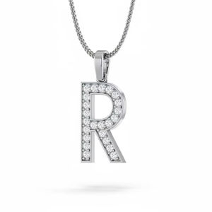 Elegante Colgante Unisex con Letra R del Alfabeto en Diamantes Naturales, Joyería Fina de Oro con Iniciales Personalizadas y Diamantes Genuinos para Uso Diario - Product Image 1