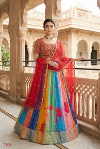 Premium Dhwaja Export Women's Traditional Wedding Lehenga Choli Heavy <b>Net</b> <b>Fabric</b> Quick Dry All Seasons - Product Image 5