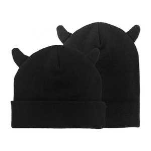 หมวกไหมพรมอะคริลิครูปผีสำหรับผู้ชายหมวกบีนนี่ลายสัตว์น่ารักปักหมวกบีนนี่ฤดูหนาวแบบเรียบสองชั้น - Product Image 2