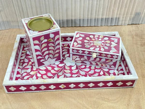 Ensemble Bakhoor en nacre florale fait à la main-Brûleur d'encens avec incrustation élégante avec plateau, parfum de maison arabe de luxe - Product Image 4