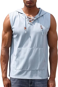 Camiseta sin mangas con capucha para hombre, Jersey sin mangas con bolsillo - Product Image 2