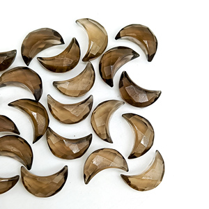 AAA Smoky Quartz Faceted Crescent Moon Shape Gemstone for Jewelry Making, Loose <b>Hand</b> Carved Quartz Carving Briolette Beads 12mm - Product Image 3