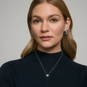 Luxury Blue Sapphire Diamond Hoop Earrings for Women 14K White Gold Cushion Cut Sapphire <b>Huggie</b> Earrings Fine Jewelry - Product Image 5