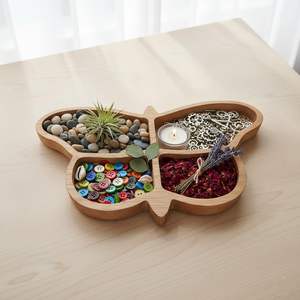 Bandeja de Servir en Forma de Mariposa de Madera, Madera Natural Pulida y Tratada, Elegante y Decorativa, a Bajo Precio para Restaurantes - Product Image 5