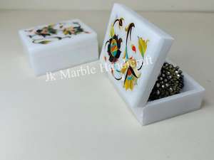 Best Price Handcrafted White Marble Inlay Jewelry <b>Box</b> Rectangle Shape Multi-Purpose Use Unique <b>Present</b> <b>for</b> Her on Birthdays - Product Image 3