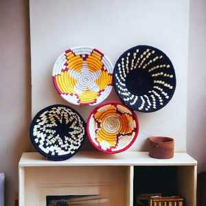 Juego de 4 cestas de mimbre para colgar en la pared hechas a mano de la mejor calidad, hierba Sabai, decoración de pared de mimbre tejida a mano para sala de estar - Product Image 3