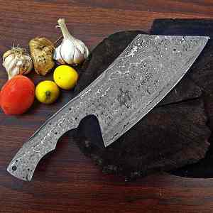 Professional Custom Handmade Damascus Cleaver Knife Carbon Steel Blank Blade Cleaver - Product Image 4