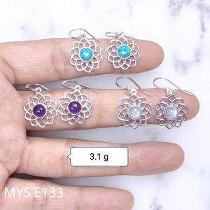 Pendientes de gota de joyería de boda de piedras preciosas naturales de Plata de Ley 925 pura Popular hermoso pendiente de calidad fina - Product Image 1