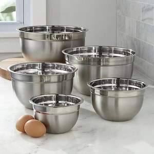 High Grade Stainless Steel German Mixing <b>Bowls</b> 5 Piece Set 750ml 8 Inch Polished Silver Plain Kitchen <b>Microwave</b> Safe <b>Bowl</b> - Product Image 1