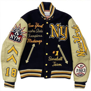 OEM venta al por mayor de alta calidad parche bordado hombres Universidad mangas de cuero personalizado Streetwear béisbol Letterman Varsity chaqueta - Product Image 1