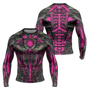 Soft fabric <b>bjj</b> <b>rashguard</b> lightweight stretch compression custom logo mma grappling training top - Product Image 6