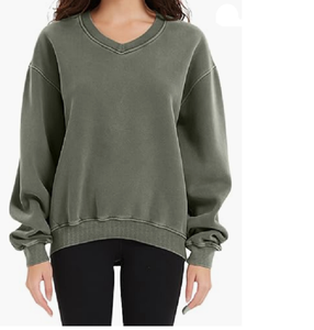 Sudadera de cuello redondo de algodón de gran tamaño para mujer personalizada con hombro caído estilo informal de moda de Bangladesh - Product Image 1