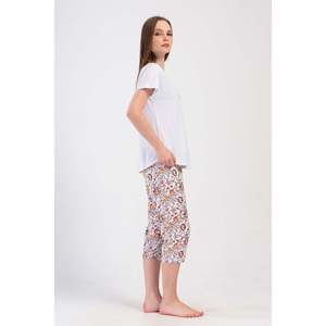 Conjunto de Pantalones Capri KADIN P.SUPREM O YAKA KISA KOL ETEGI OVAL - Gris Melange - Gris Melange - Product Image 3