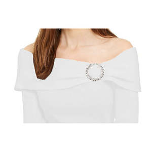 INC International Concepts Maglione bianco extra large da donna con spalle scoperte e design impreziosito - Product Image 2