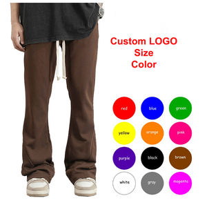 Pantalon de survêtement en toile de coton décontracté pour hommes de grande taille pantalon de survêtement empilé pantalon éponge d'extérieur pantalon de survêtement confortable évasé à jambes larges - Product Image 5