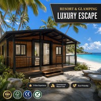Suite de plage de luxe extensible, cabane moderne à double aile pliable pour les parcs de vacances en bord de mer et la location Airbnb
