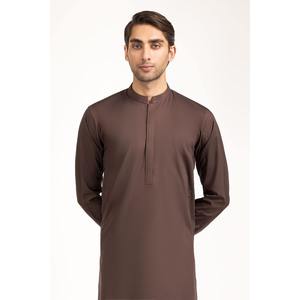 Kurta/Kurti de Verano para Hombre, Corte Regular, 100% Algodón, Color Marrón, Estilo SK-STY25-020, Ropa Oriental India y Pakistaní - Product Image 1