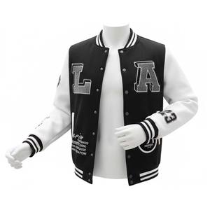 Chaqueta Acolchada Unisex Negra y Blanca Estilo Béisbol, Ropa de Calle Moderna, Uniforme Universitario, Prenda Exterior de Invierno con Cierre Frontal - Product Image 3