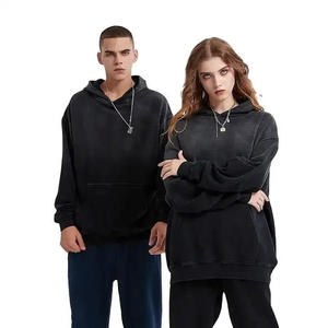 Logo de broderie personnalisé Streetwear sans ficelle polaire vierge fermeture éclair vers le haut vintage 400g double couche lavage à l'acide soleil fané sweats à capuche en détresse - Product Image 3