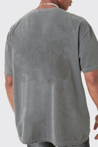 Camiseta antiarrugas de algodón 100% de peso pesado Camiseta de hip hop de gran tamaño lavada con logotipo impreso en soplo personalizado para hombres - Product Image 3