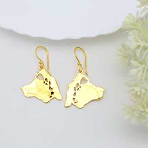 Pendientes Colgantes de Estilo Moderno con Mapa de la Isla de Hawái en Oro, Pendientes Grandes de Latón con Diseño de Isla Hawaiana para Mujer, Venta al por Mayor - Product Image 2