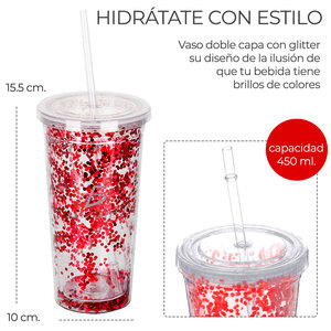 Gobelet Thermos en Acrylique Scintillant Iridescent 420 ML avec Paille, Compatible Lave-Vaisselle, Style Revêtu pour Fêtes, Enfants, Eau Bouillante TT 'AS' - Product Image 3