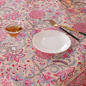 COTSILER Nappe florale en coton imprimé à la main de qualité supérieure pré-lavée rectangulaire 60x90 pouces Event Dining Thanksgiving - Product Image 6