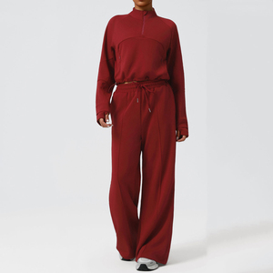 Conjuntos Deportivos de Dos Piezas para Hombre, de Alta Calidad, Cintura Alta, Estilo Casual, Pierna Ancha, con Capucha, Transpirables, Resistentes al Viento, para Yoga, Otoño e Invierno, Tinte Liso - Product Image 6