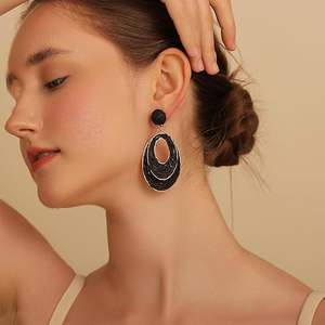 Boucles d'oreilles créoles en osier paille faites à la main femmes léger Boho balancent bijoux à la mode fête été plage vacances paix Wrap Design - Product Image 3