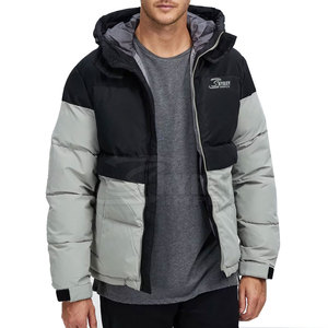 Chaqueta de invierno de burbuja de gran tamaño para hombre, con capucha y cuello levantado, recubierta de letras, al mejor precio del fabricante directo - Product Image 1