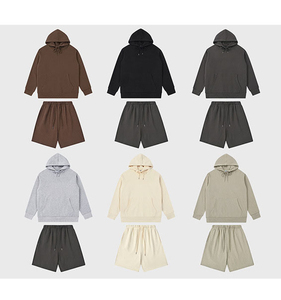 Conjuntos de pantalones cortos con capucha de diseño de tendencia para hombre, tamaño personalizado, hasta la rodilla, cierre de cintura elástica, logotipo personalizado, contraste de Color, secado rápido - Product Image 3