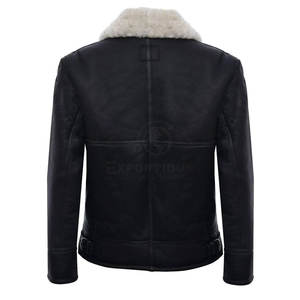 Wholesale Latest Design <b>Men</b> Winter Leather <b>Fur</b> Sheep Skin <b>Jacket</b> Best Quality Front Logo <b>for</b> Online Sale - Product Image 3