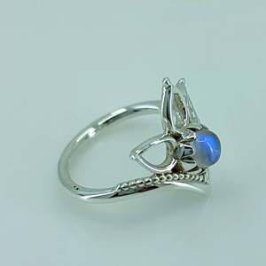 Rainbow Moonstone 925 Sterling <b>Silver</b> Handmade Ring Boho <b>Crown</b>-Shaped June Birthstone Jewelry Perfect Gift for Her Birthday - Product Image 4