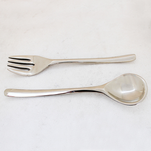 Juego de servidor de ensalada de acero inoxidable de plata real más vendido con diseñador para hoteles y restaurantes domésticos - Product Image 6